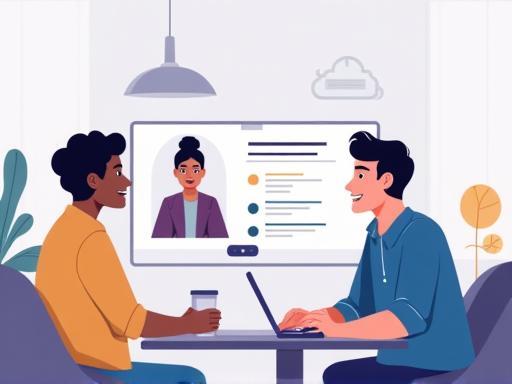 Illustration of a video call with a financial advisor