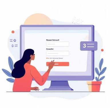 Illustration of a user creating an online account